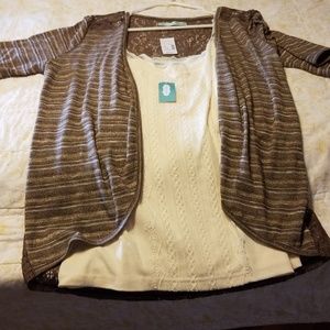 Bundle- cream lace tank top, and cardigan